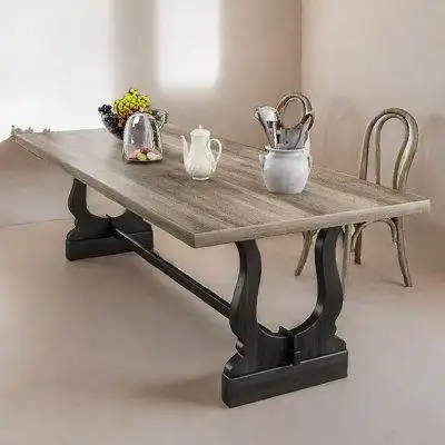 Rosalind Wheeler 86.61" Brown Rectangular Solid Wood Dining Table