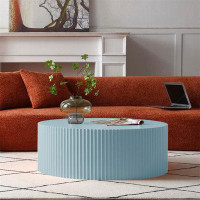 Latitude Run® Handcrafted Round Coffee Table End Table With Elegant Relief Detailing