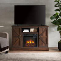 Gracie Oaks Farmhouse Classic Media TV Stand Antique Entertainment Console For TV Up To 50" With 18" Electric Fireplace