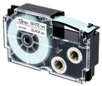 Weekly Promo!  Casio XR-12WE Label Tape, 12mm, Black On White, Compatible