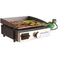Flame King Flame King FlatTop Portable Propane Cast Iron Grill Griddle Tabletop for Camping Outdoor Activities