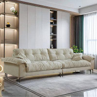 ULTORU 118.11" Creamy white 100% Polyester Modular Sofa cushion couch