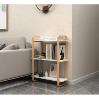 Hokku Designs 3-Tiers Wood Bookcase, Wall Mount Open Bookshelf Furniture With Solid Wood Frame