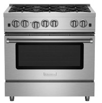 BlueStar RCS366BV2 36 Inch All Gas Range 5.0 cu. ft. Extra-Large Convection Oven, 6 Open Burners- Cleanrace Sale