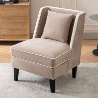 Mercer41 Velvet Upholstered Accent Chair with Cream Piping
