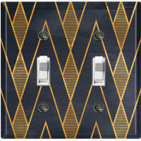 WorldAcc Metal Light Switch Plate Outlet Cover (Yellow Chevron Pattern Black - Double Toggle)