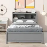 Red Barrel Studio Full Size platform bed with trundle, drawers and USB plugs
