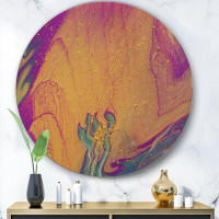 East Urban Home 'Purple Gold and Blue Marble I' - Print on Metal Circle