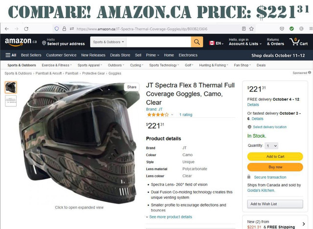 JT® Flex 8 Goggle Complete Coverage CAMO PAINTBALL MASK in Paintball - Image 2