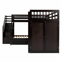 Harriet Bee Twin-Twin Over Full L-Shaped Bunk Bed With 3 Drawers