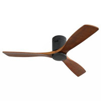 Wrought Studio 52 Inch Low Profile Ceiling Fan DC 3 Carved Wood Fan Blade Noiseless Reversible Motor Remote Control With