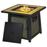 Arlmont & Co. 28" Propane Fire Pit Table with Cover, 50,000 BTU Fire Table