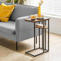 17 Stories 17 Storeys C Shaped End Table, Side Table For Sofa And Bed, Beside Desk For Living Room, Rustic Brown UTMJ406