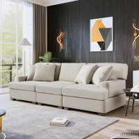 Ebern Designs 3 Seat Sofa with Removable Back and Seat Cushions and 4 Comfortable Pillows