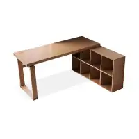 Lilac Garden Tools 86.61" Burlywood Rectangular Solid wood+4 Compartments desk