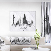 Design Art Silhouette Ink New York Cityscape Graphic Art on Wrapped Canvas