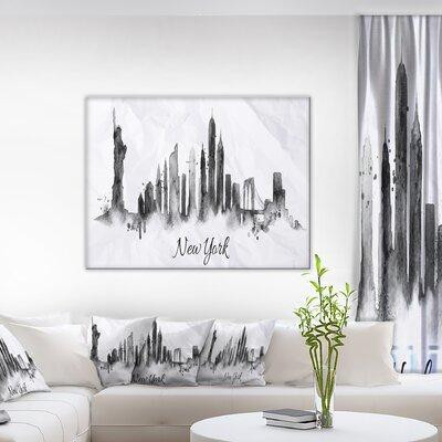 Design Art Silhouette Ink New York Cityscape Graphic Art on Wrapped Canvas in Arts & Collectibles