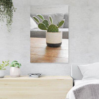Foundry Select Green Cactus Plant In White Ceramic Pot - 1 Piece Rectangle Graphic Art Print On Wrapped Canvas
