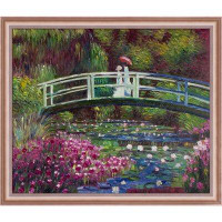 Vault W Artwork Japanese Bridge In The Artist's Garden By Claude Monet With Rose Gold Classico Frame, 23" X 27"