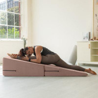 Latitude Run® Latitude Run® Reach Super Ramp / Convertible Bed Bench w/ Slip Cover for Yoga & Massage, Microvelvet Rose