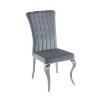 Everly Quinn Sumler Tufted Velvet Upholstered Parsons Chair in Grey
