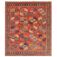 Landry & Arcari Rugs and Carpeting Ersari One-of-a-Kind 8'4" x 9'9" New Age Area Rug in Red/Blue/Yellow