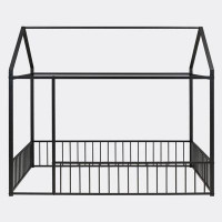 Harper Orchard Metal Bed House Bed Frame With Fence, For Kids, Teens, Girls, Boys