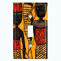 WorldAcc Metal Light Switch Plate Outlet Cover (Native African Culture Orange - Single Toggle)