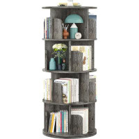 Latitude Run® Rotating Bookshelf, Small Corner Bookshelf For Small Space, 360 Display 4 Tier Floor Standing Bookcase Sto