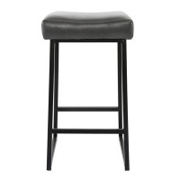 Lux Comfort 26.8x 14.6 x 15_27" Black Backless Bar Height Chair With Footrest