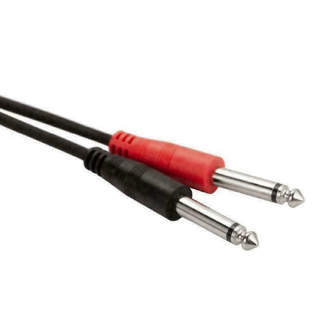 6 ft. Dual 6.35mm TS to 2-RCA Cable, 6.35mm Dual 1/4 inch TS Mono Male to 2 RCA Male TSR RCA Audio Convertor Adapter Cab in Performance & DJ Equipment in West Island - Image 2