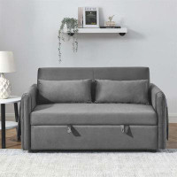 Elegance Plexi Home Velvet Modern Convertible Sofa Bed With Pull Out Bed,2 Pillows And Adjustable Backrest