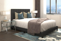 Spring Sale !!  Ultra Modern Style, soft upholstery bed w/ Vertical panel tufting