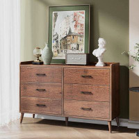 Millwood Pines Millwood Pines Drawer Dresser Quick Install, 6 Wooden Drawers Storage Dresser With Set Of 4 Foldable Draw