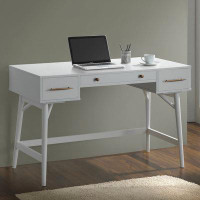 Brayden Studio Davender 3-drawer Writing Desk White
