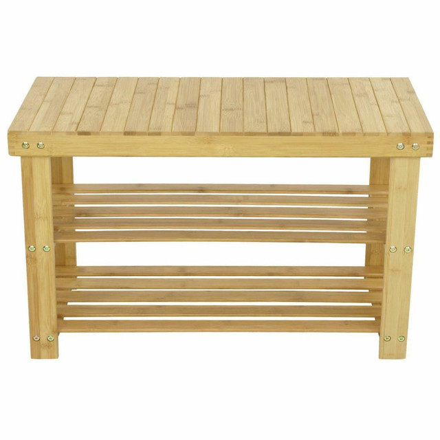 NEW BAMBOO SHOE BENCH STORAGE RACK SEAT & ORGANZIER JF3343 in Other in Alberta - Image 2