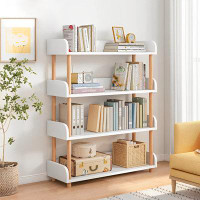 Latitude Run® Wooden Open Bookcase with Solid Wood Frame