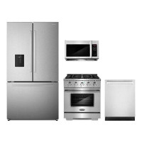 Cosmo 4 Piece Kitchen Package With 30" Over The Range Microwave 30" Freestanding Gas Range 24" Built-in Fully Integrated
