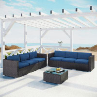 Lark Manor Outdoor Sectional Sofa- Patio Wicker Furniture Set (7-piece)