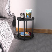 Latitude Run® 2 Tier Black Wooden End Table/Bed Side Table/Nightstand For Living Room/Bedroom/Small Space,15.6"(D)*19.72