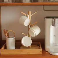 Latitude Run® Creative Bamboo Mug Tree With 6 Hooks, Environmentally-Friendly Draining Storage Cup Holder, Coffee Cup Ho