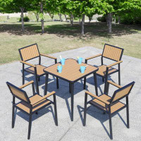 Hokku Designs Square_4_Nordic Style Plastic Wood Table And Chair x 29.53 x 27.56 x 27.56