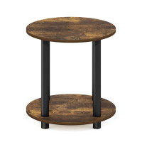 17 Stories 17 Stories Turn-N-Tube 2-Tier Round Wooden End Table, Amber Pine
