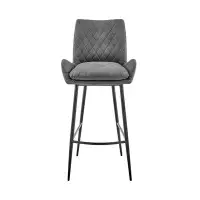 Lux Comfort 43x 20 x 21_43" Charcoal Microfiber And Black Iron Bar Height Chair