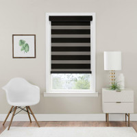 Achim Celestial Room Darkening Black Cordless Double Layered Privacy Roller Shade - 29 in. W x 72 in. L