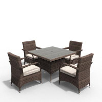 Direct Wicker Haywood Square 4 - Person 39.37" Long Dining Set With Cushions