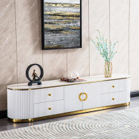 Everly Quinn Sintered Stone TV Stand, Media Console Television Table For Living Room And Bedroom