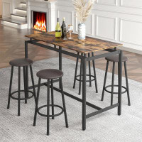 17 Stories 5-Piece Kitchen Counter Height Table Set, Bar Table With 4 Stools