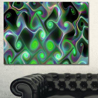 Made in Canada - Design Art 'Dark Green Fractal Swirls' Graphic Art on Wrapped Canvas
