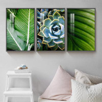 Bayou Breeze Botanical Canvas Wall Art Green Leaf Prints 3 Pieces Tropical Plants Art Agave Succulents Picture Print